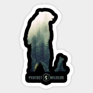 Protect Wildlife - Nature - Bear with Cub Silhouette Sticker